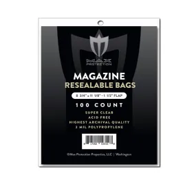 100ct Pack Resealable Magazine Bags - 8-3/4x11-1/8