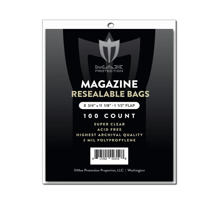 100ct Pack Resealable Magazine Bags - 8-3/4x11-1/8