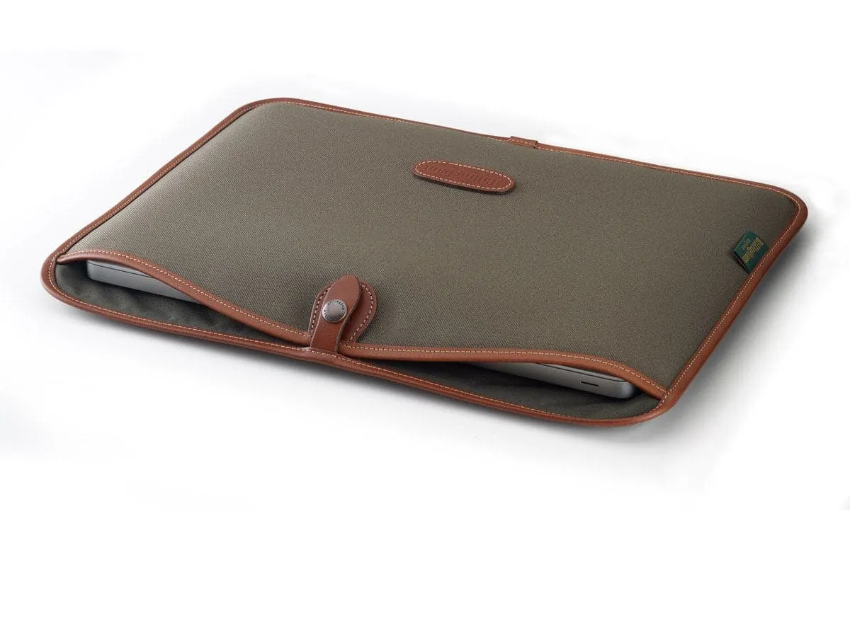 15" Laptop Slip - Sage FibreNyte / Tan Leather