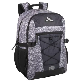 19 Inch Mountain Edge Heather Bungee Cord Backpack With Padded Laptop Section