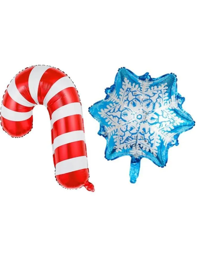 2 pcs Christmas Balloon Decoration, Foil Balloon Party Supplies for parties, celebrations, and decorating (Candy Cane & Snowflake)