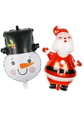 2 pcs Christmas Balloon Decoration, Foil Balloon Party Supplies for parties, celebrations, and decorating (Snowman & Santa Claus)