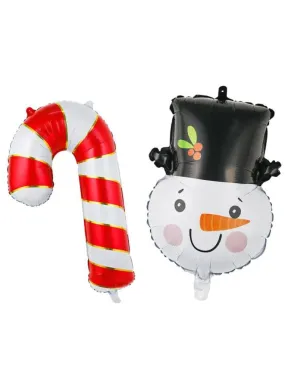 2 pcs Christmas Party Foil Balloon Party Supplies for parties, celebrations, and decorating (Candy Cane & Snowman)