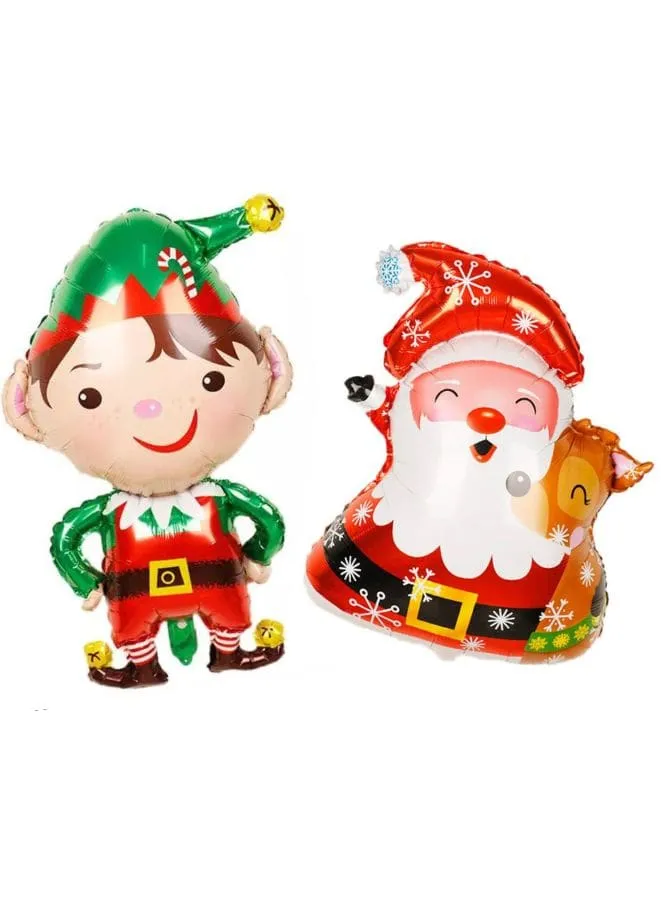 2 pcs Christmas Party Foil Balloon Party Supplies for parties, celebrations, and decorating (Santa Claus & Elf)