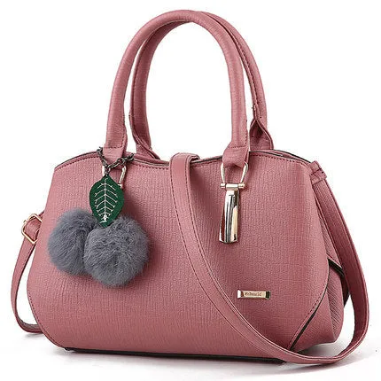 2021 new fashion handbags handbags leather bag and hang the hair ball single shoulder bag