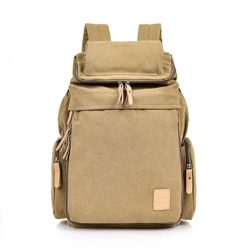 2022 New Korean Style Vintage Backpack Female Student Canvas Backpack Men's Outdoor Leisure Travel Bag Hiking Backpack