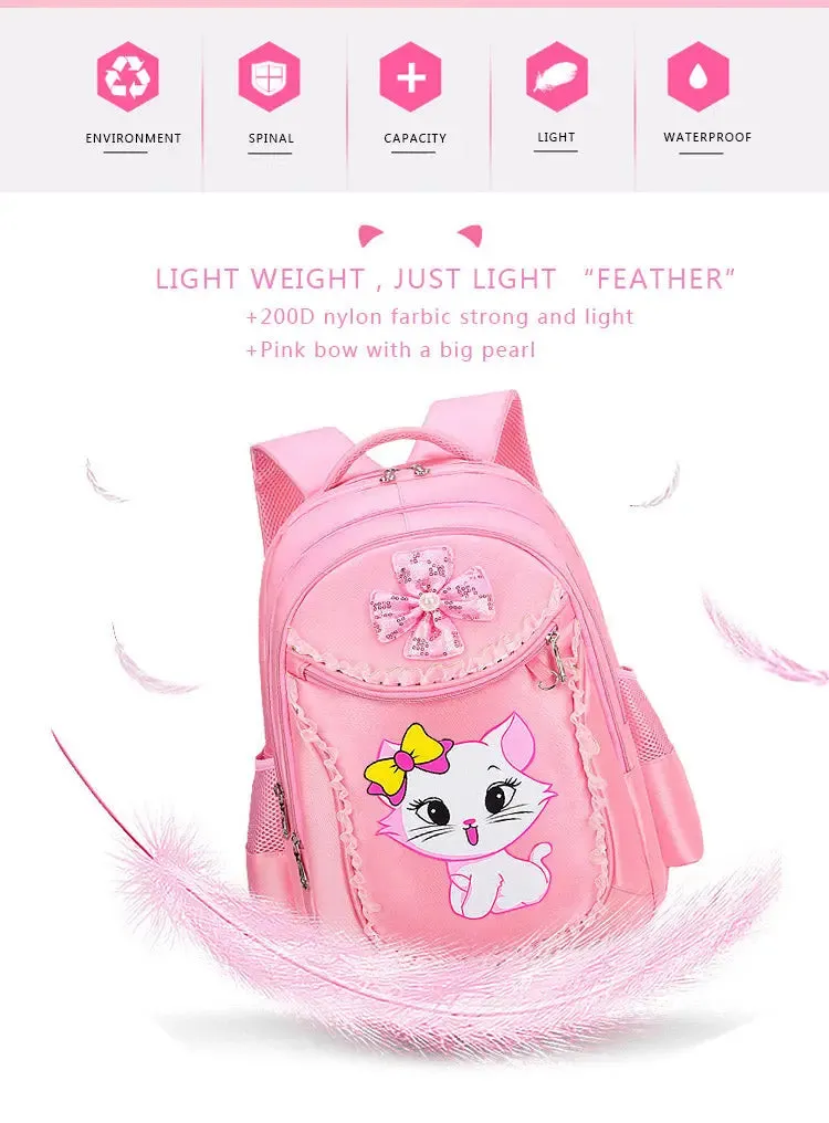 3 Pieces Trolly Pink Cat Children Backpack School Bags for girls 4136-1