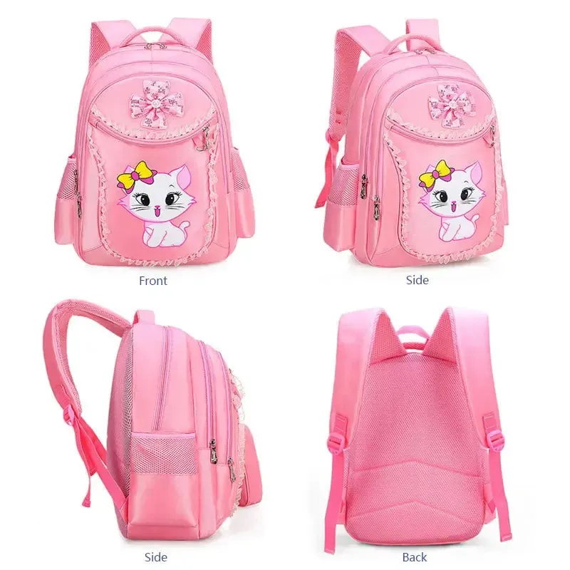 3 Pieces Trolly Pink Cat Children Backpack School Bags for girls 4136-1