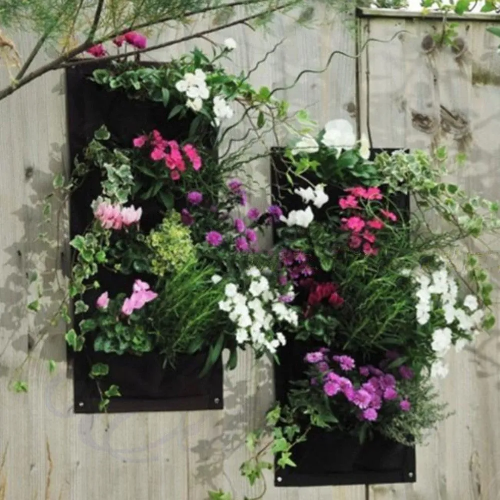 4 Pockets Hanging Vertical Garden Wall Planter Bag