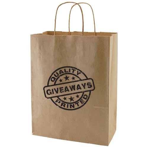 50% Recycled Natural Kraft Shopping Bags (10"x 5"x 13.5") (Q55584)