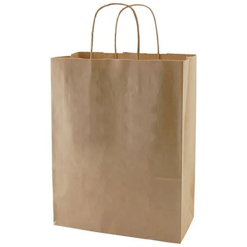 50% Recycled Natural Kraft Shopping Bags (10"x 5"x 13.5") (Q55584)