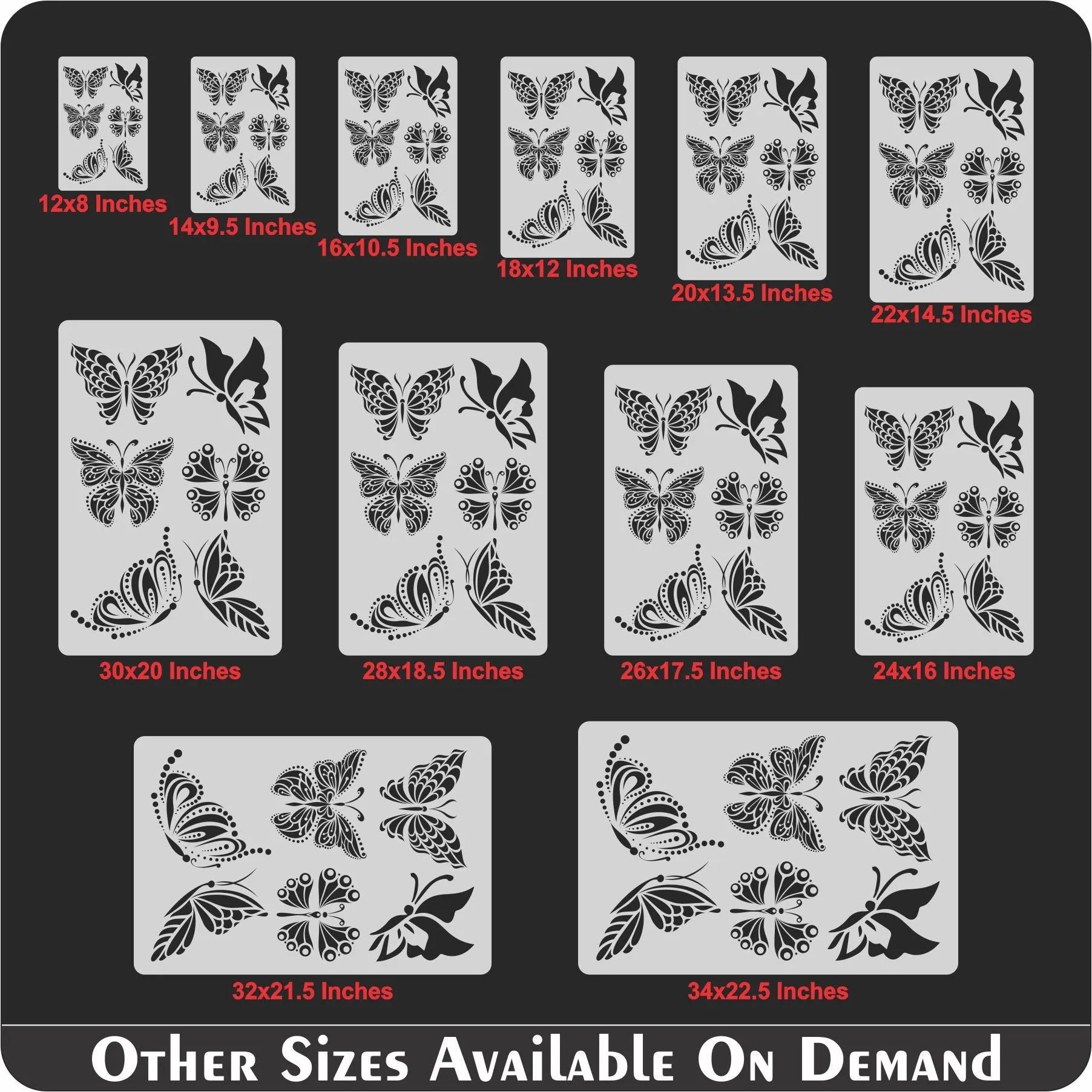 6 Modern Butterfly Reusable Stencil for Canvas and wall painting..ID#467