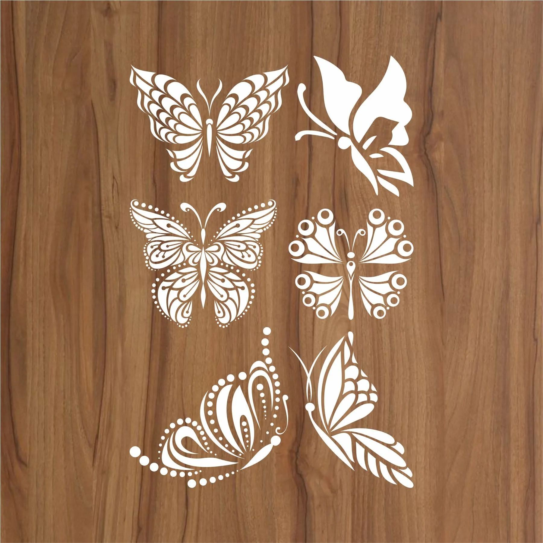 6 Modern Butterfly Reusable Stencil for Canvas and wall painting..ID#467