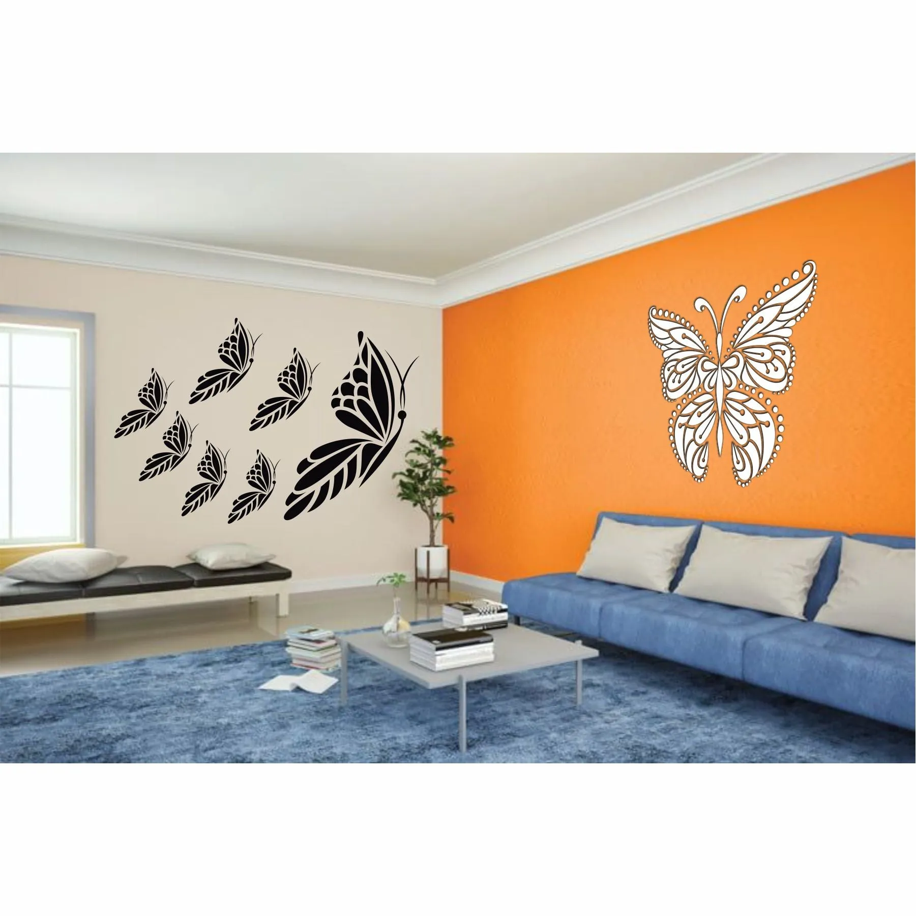 6 Modern Butterfly Reusable Stencil for Canvas and wall painting..ID#467