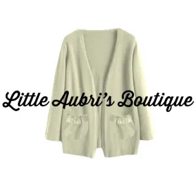 Adult Cream Ruffle Pocket Cardigan