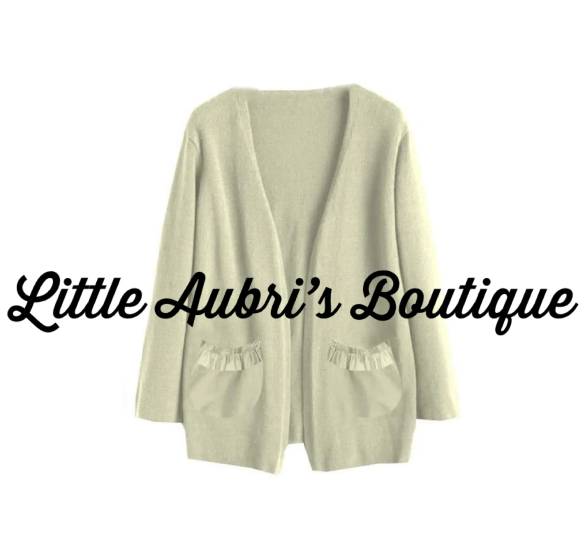 Adult Cream Ruffle Pocket Cardigan