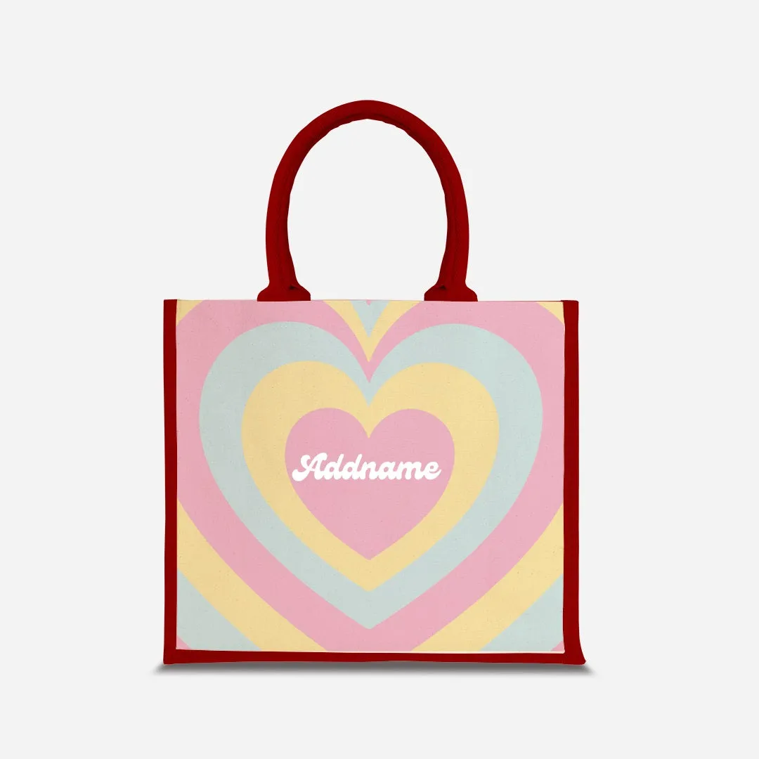 Affection Series Half Lining Jute Bag - Bubblegum Red