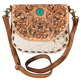 American Darling® Hair On Floral Embossed Leather Purse ADBGA211D