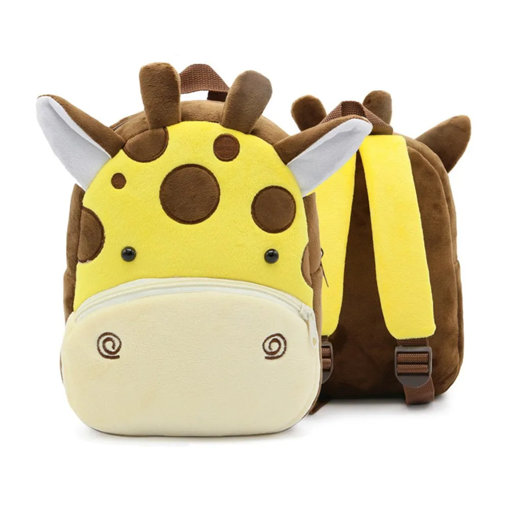 Anykidz 3D Dark Brown Giraffe Kids School Backpack Cute Cartoon Animal Style Children Toddler Plush Bag Perfect Accessories For Boys and Girls