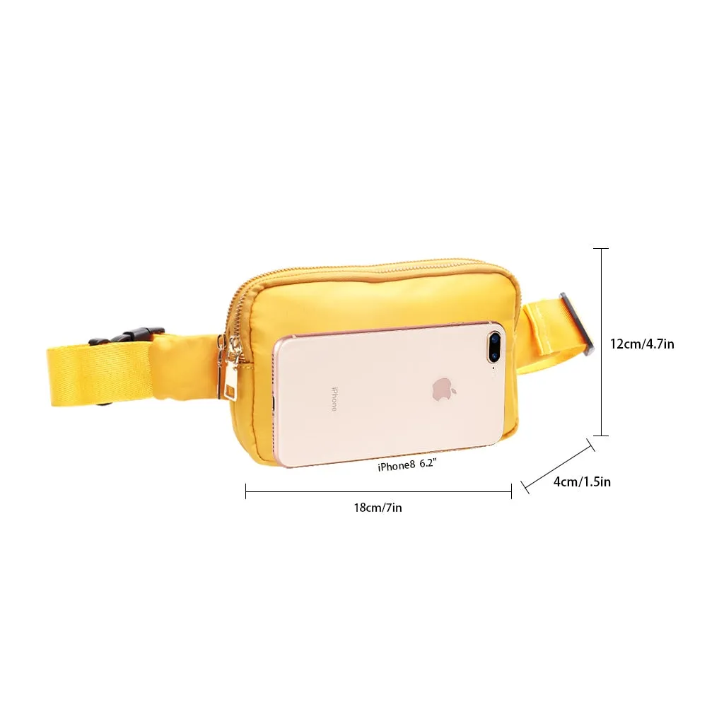 Anypack Waist Bag Yellow Dual Zipper Crossbobdy Belt Bag with Adjustable Strap