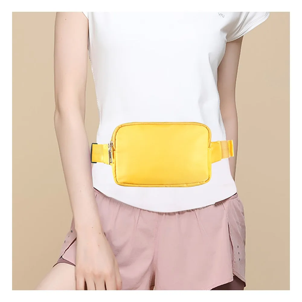 Anypack Waist Bag Yellow Dual Zipper Crossbobdy Belt Bag with Adjustable Strap