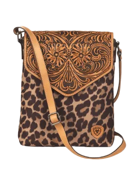 Ariat Womens Tooled Flap Leopard Crossbody Bag