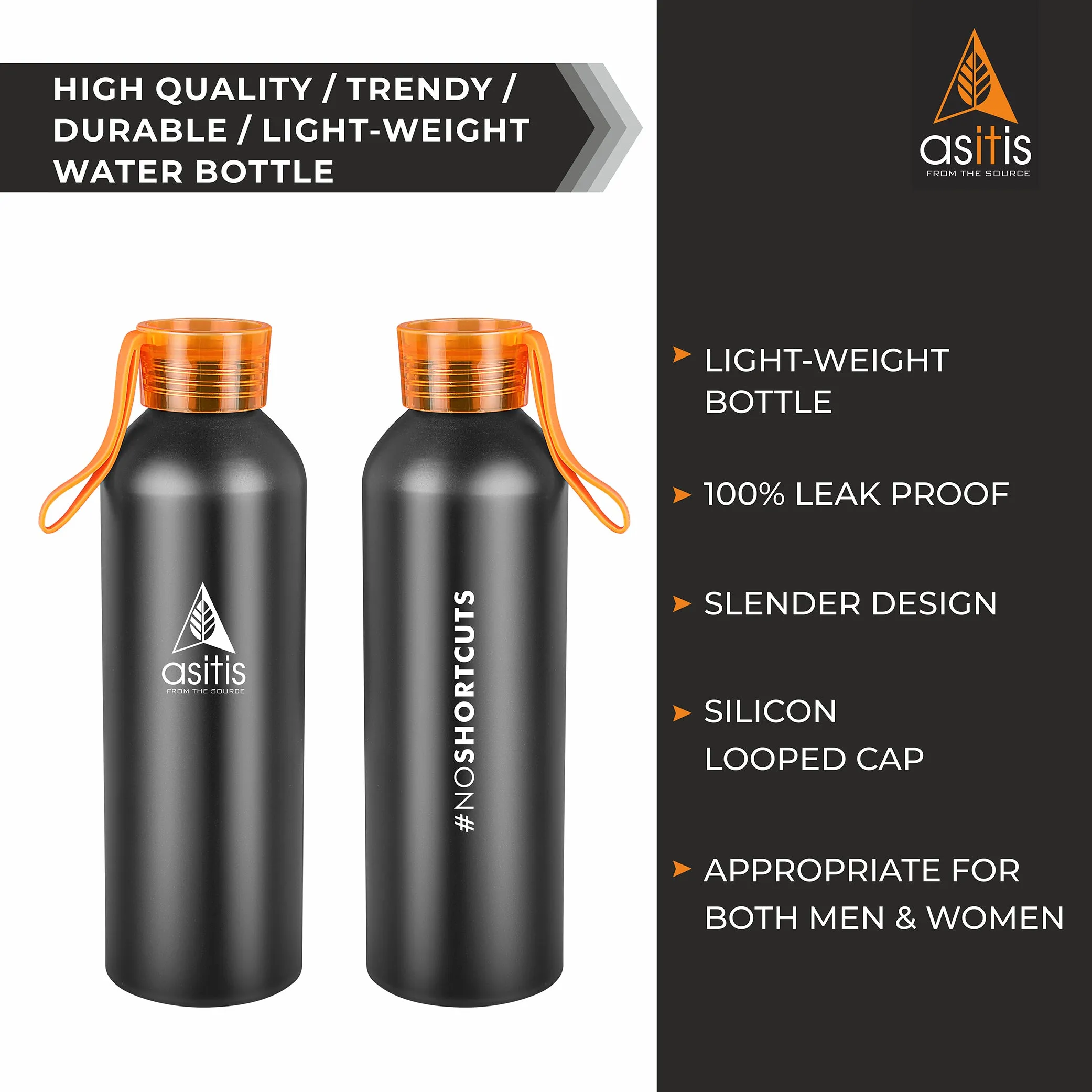 AS-IT-IS No-Shortcuts Water Bottle, High Quality,Trendy, Durable & Light -  750 ml