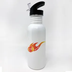 Basketball Flame Watter Bottle, Personalized Sports Water Bottle with Straw, Water Bottle for Kids, "Wilson"