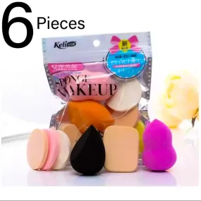 Beautious Makeup Sponges Pack of 6 Beauty Blending Sponges Cosmetic Powder Puff Facial Makeup Soft Sponges Random Colors & Shapes-Cosmetic Sponges