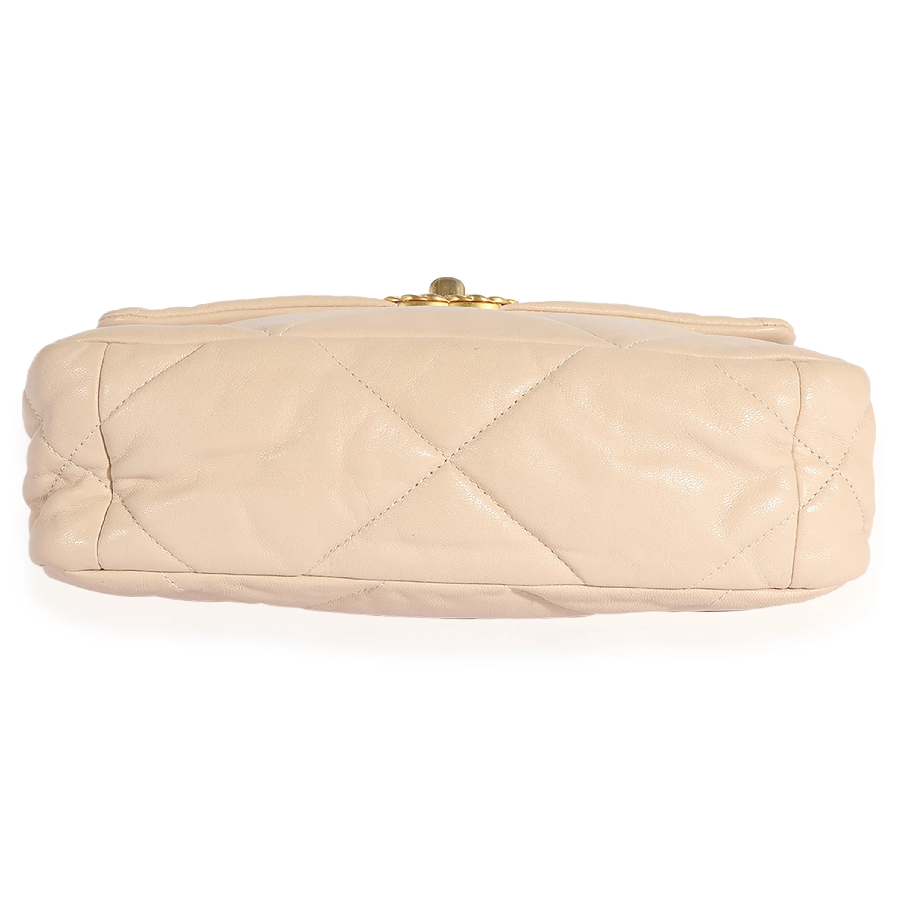 Beige Quilted Lambskin Medium  19 Flap Bag