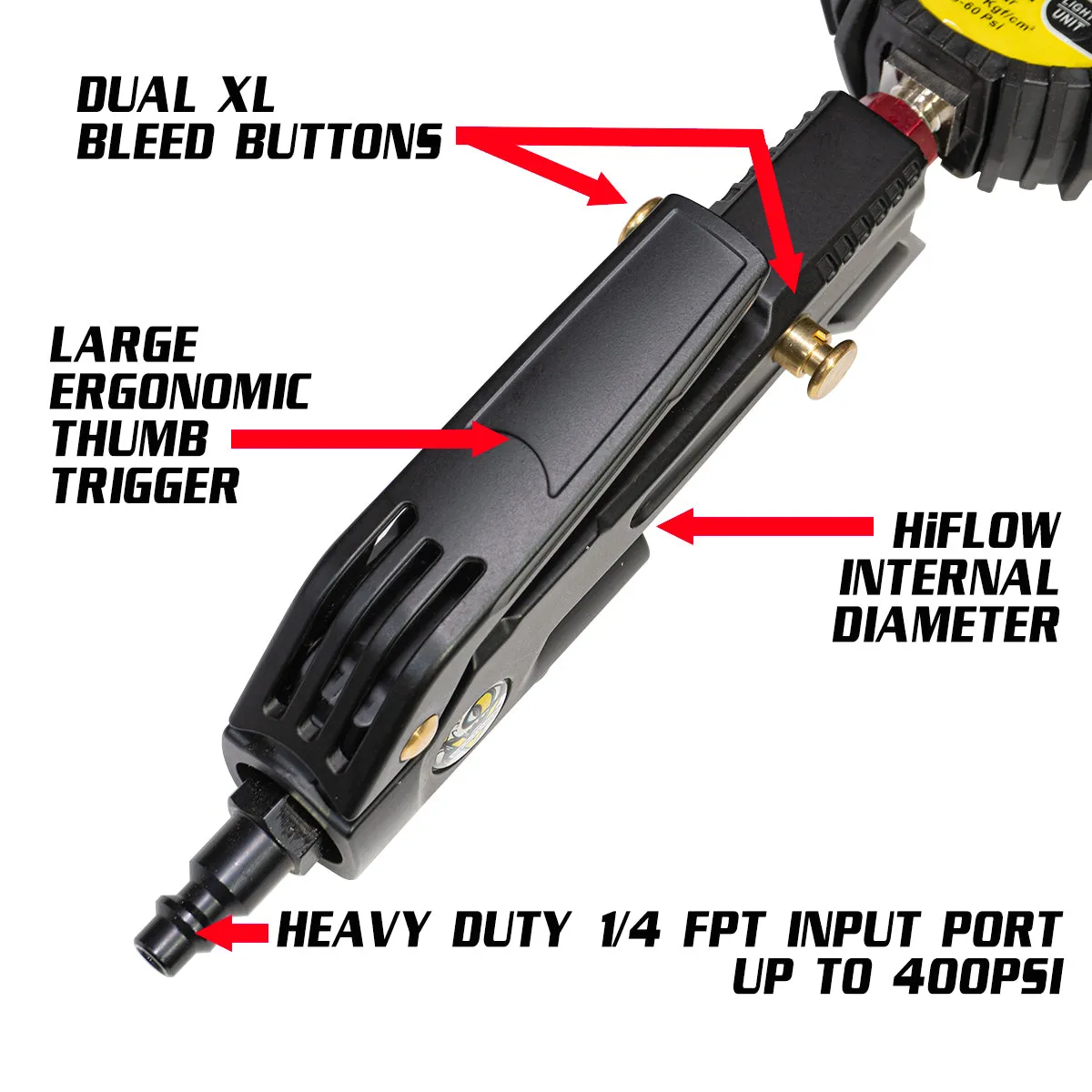 Big Kahuna Analog - Ventoso Tire Inflator with Gauge, 6 ft. Hose, and Quick-Switch Chucks