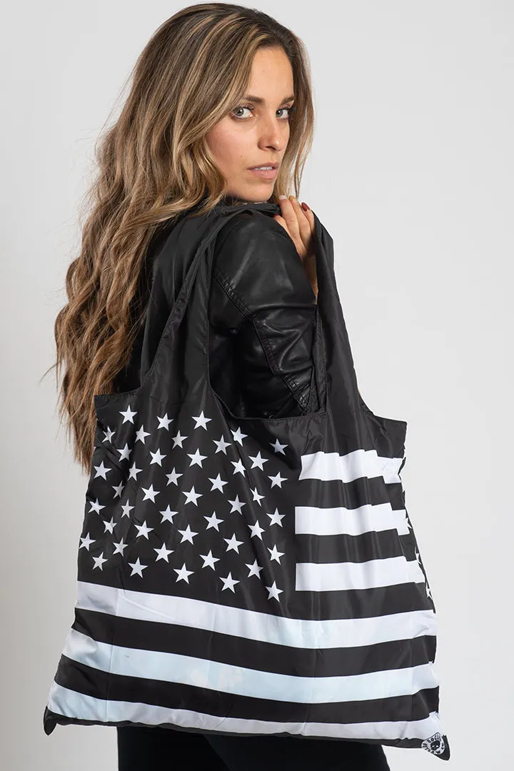 Black & White American Flag Recycle Bag