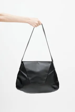 Black Folded Leather Flap Bag