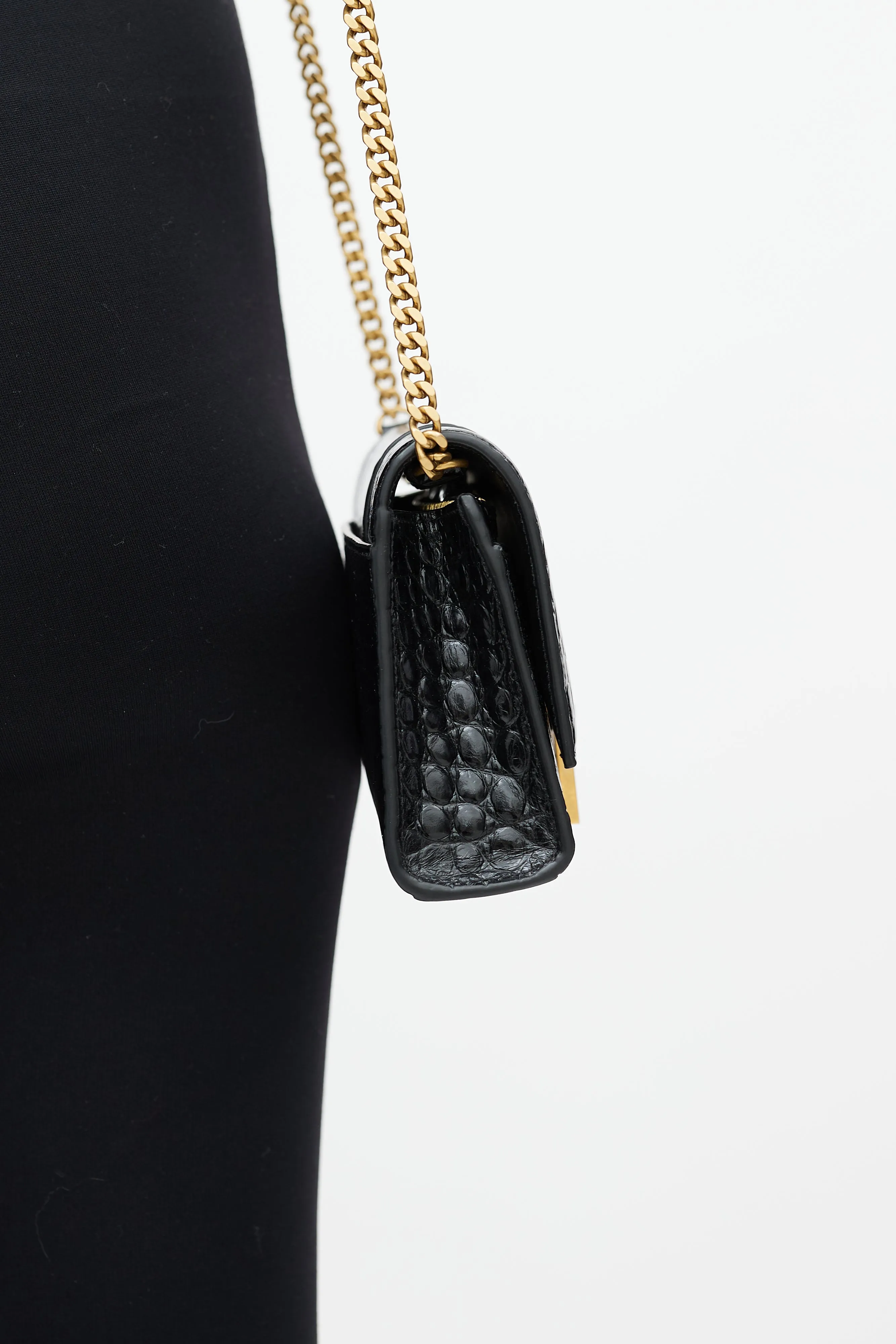 Black Leather Hourglass Bag