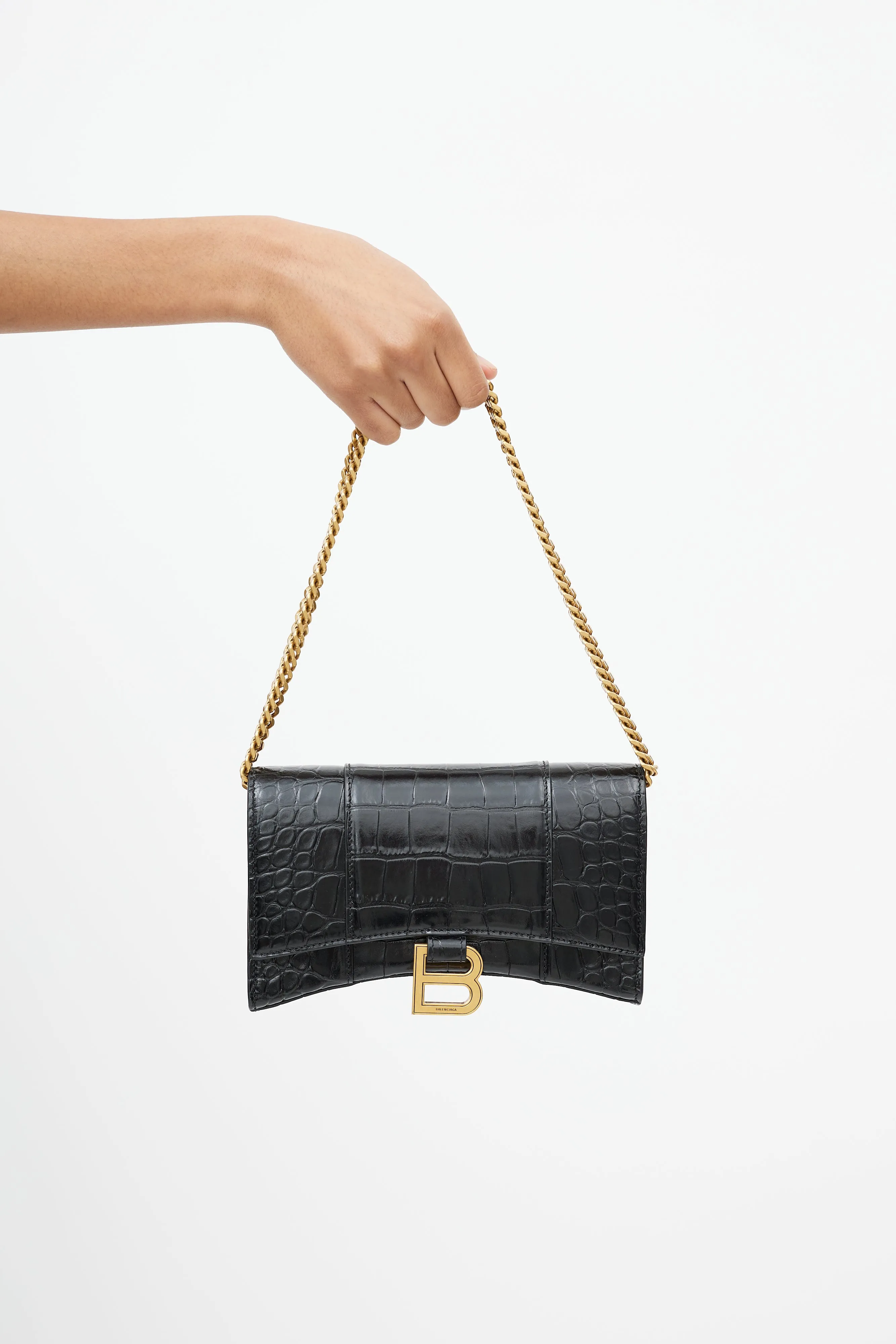 Black Leather Hourglass Bag