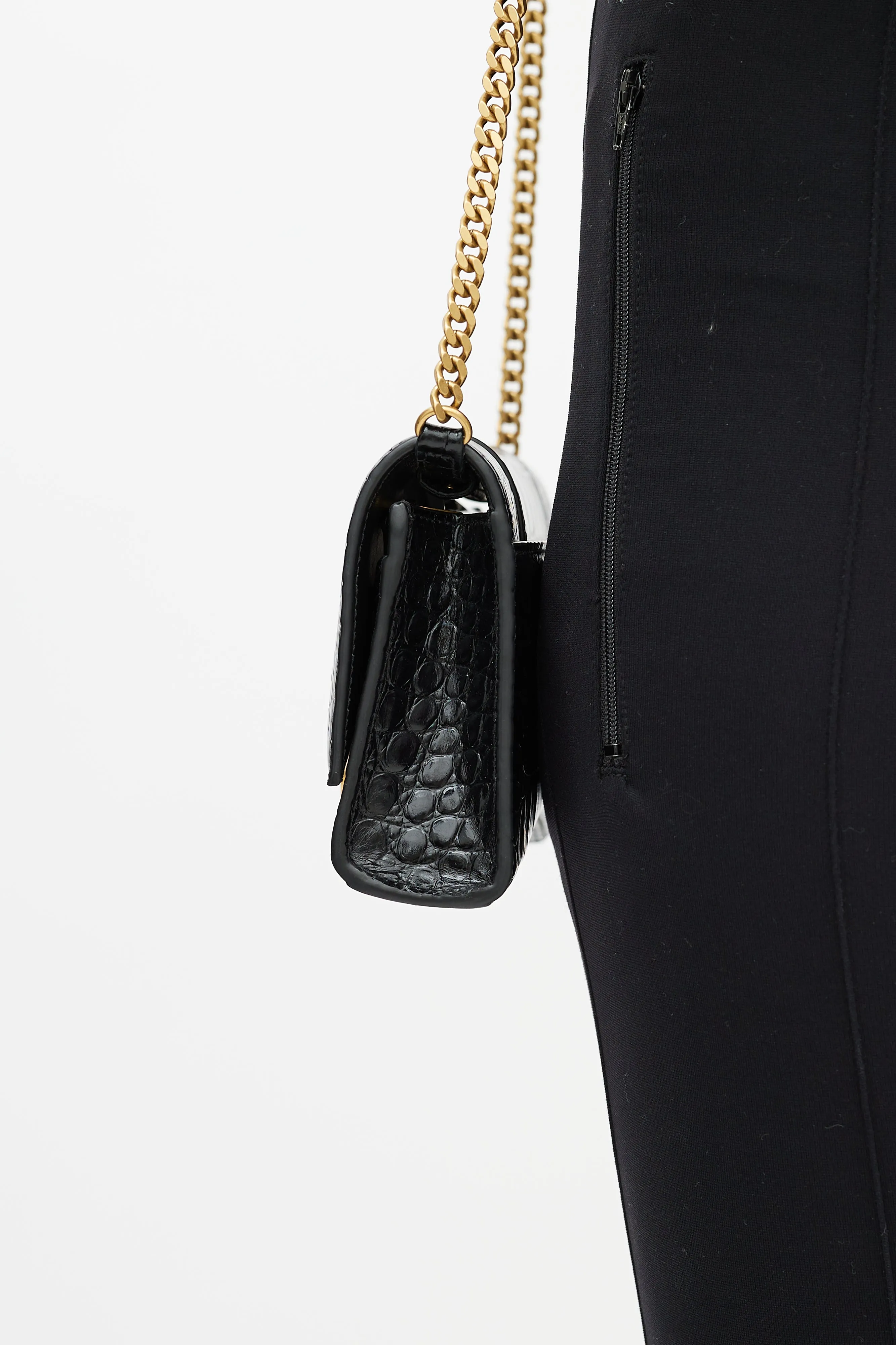 Black Leather Hourglass Bag