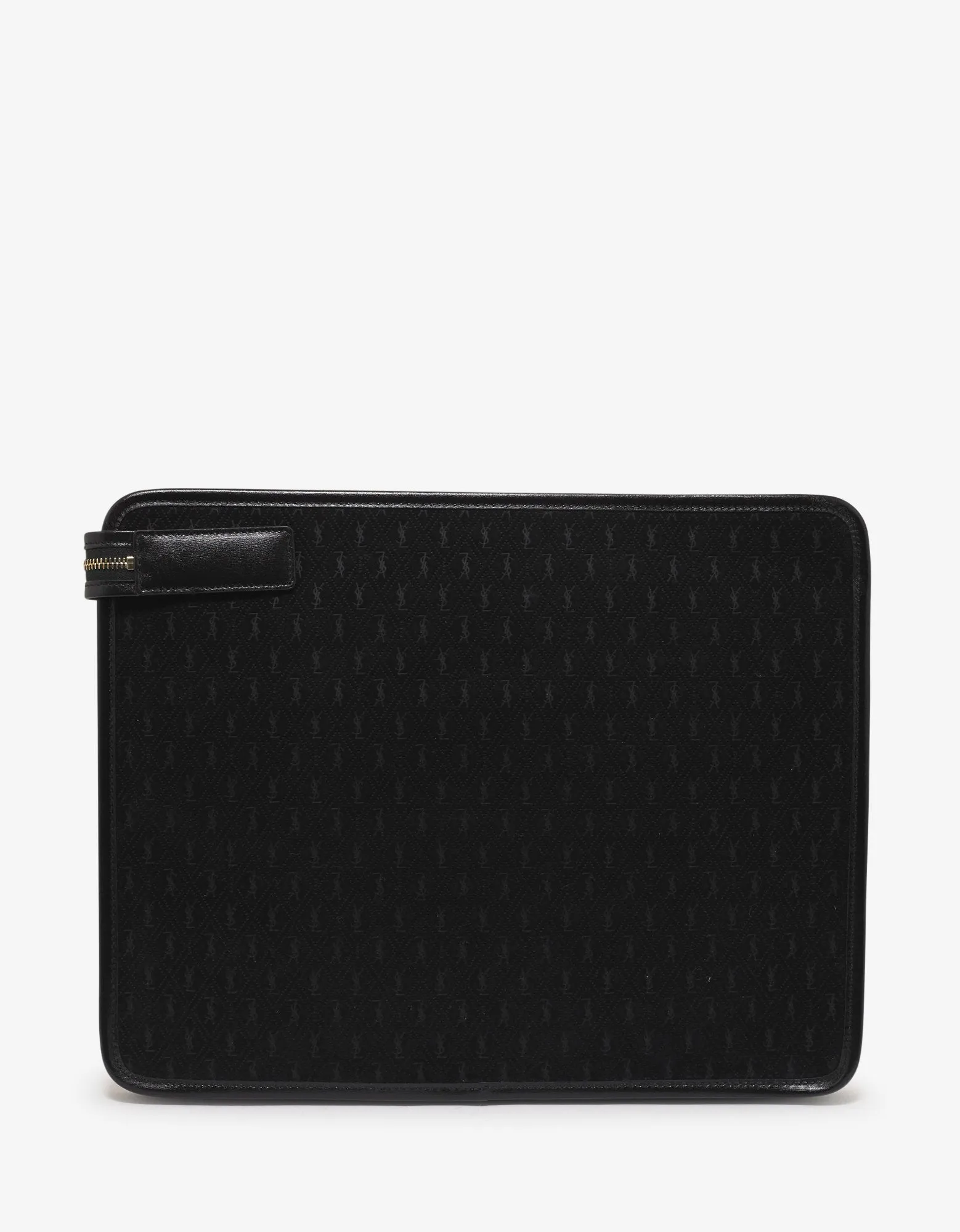 Black Monogram Suede Leather Document Holder