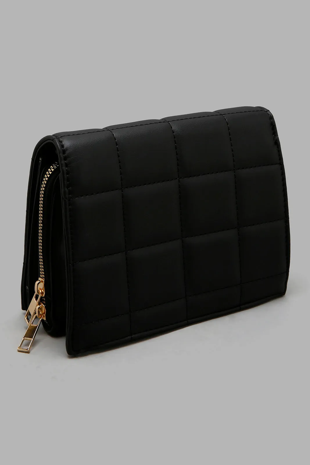 Black Quilted Texture Crossbody Bag