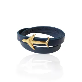 BLUE GOLD Airplane Leather Bracelet