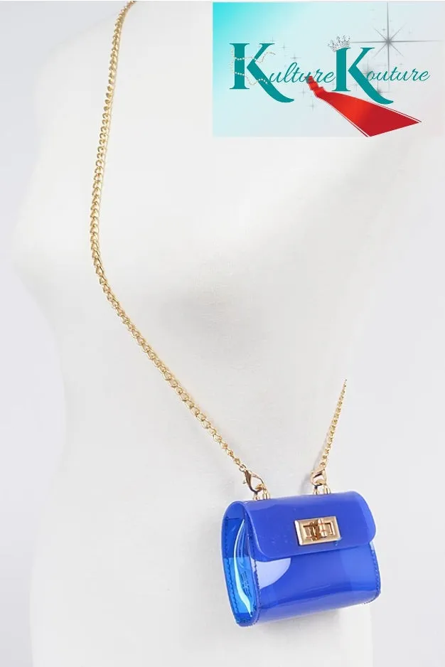 Blue Nip and Gold Chain Purse