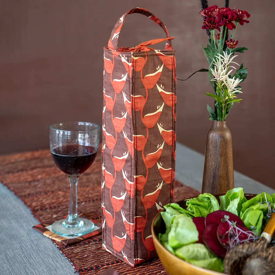 Bougainvillea Red Padded Wine Bag