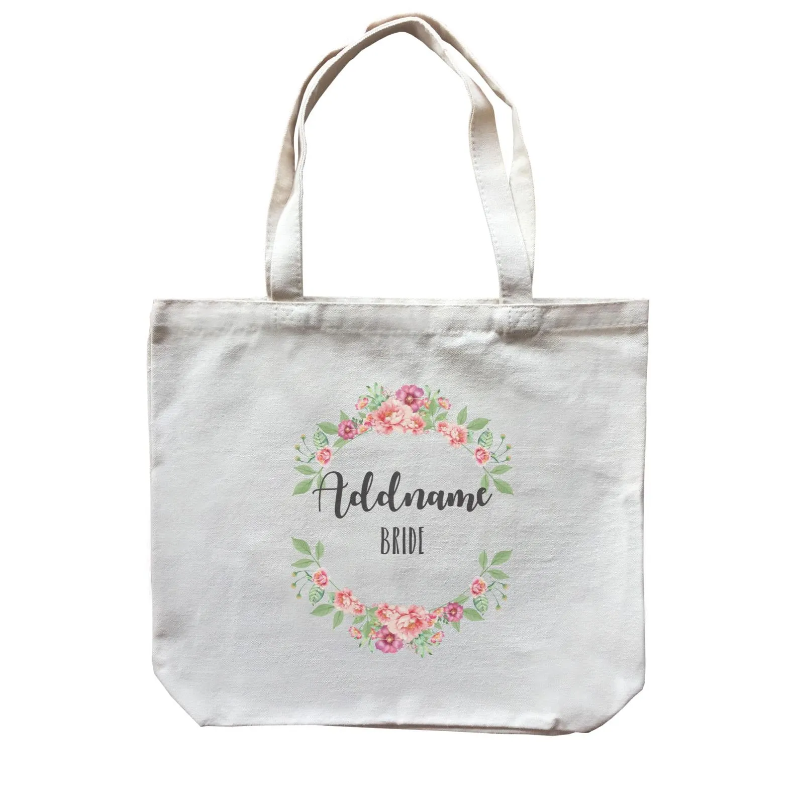 Bridesmaid Floral Sweet Coral Flower Wreath Bride Addname Canvas Bag