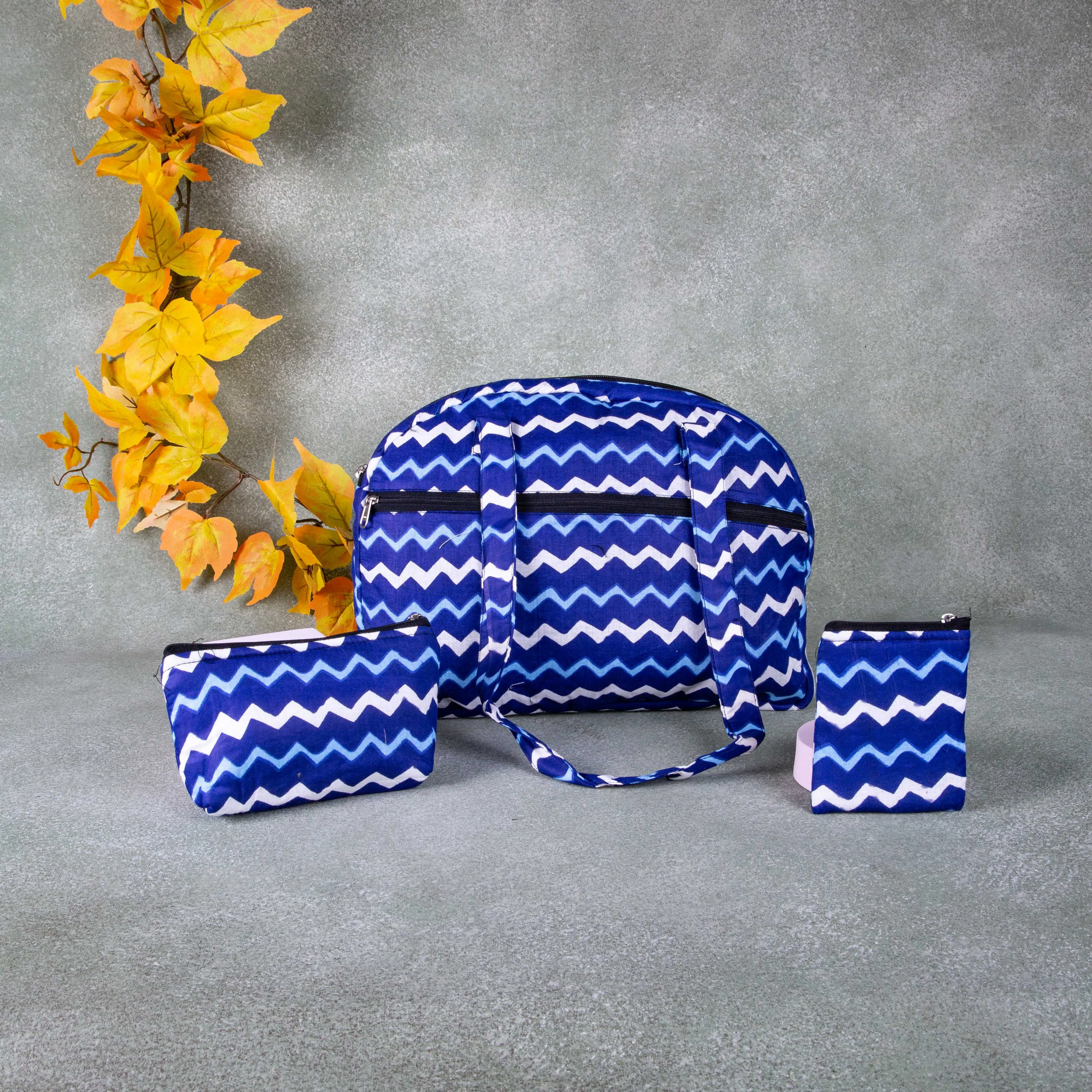 Bristlefront Everyday Tote Combo Blue with Zig zag Design