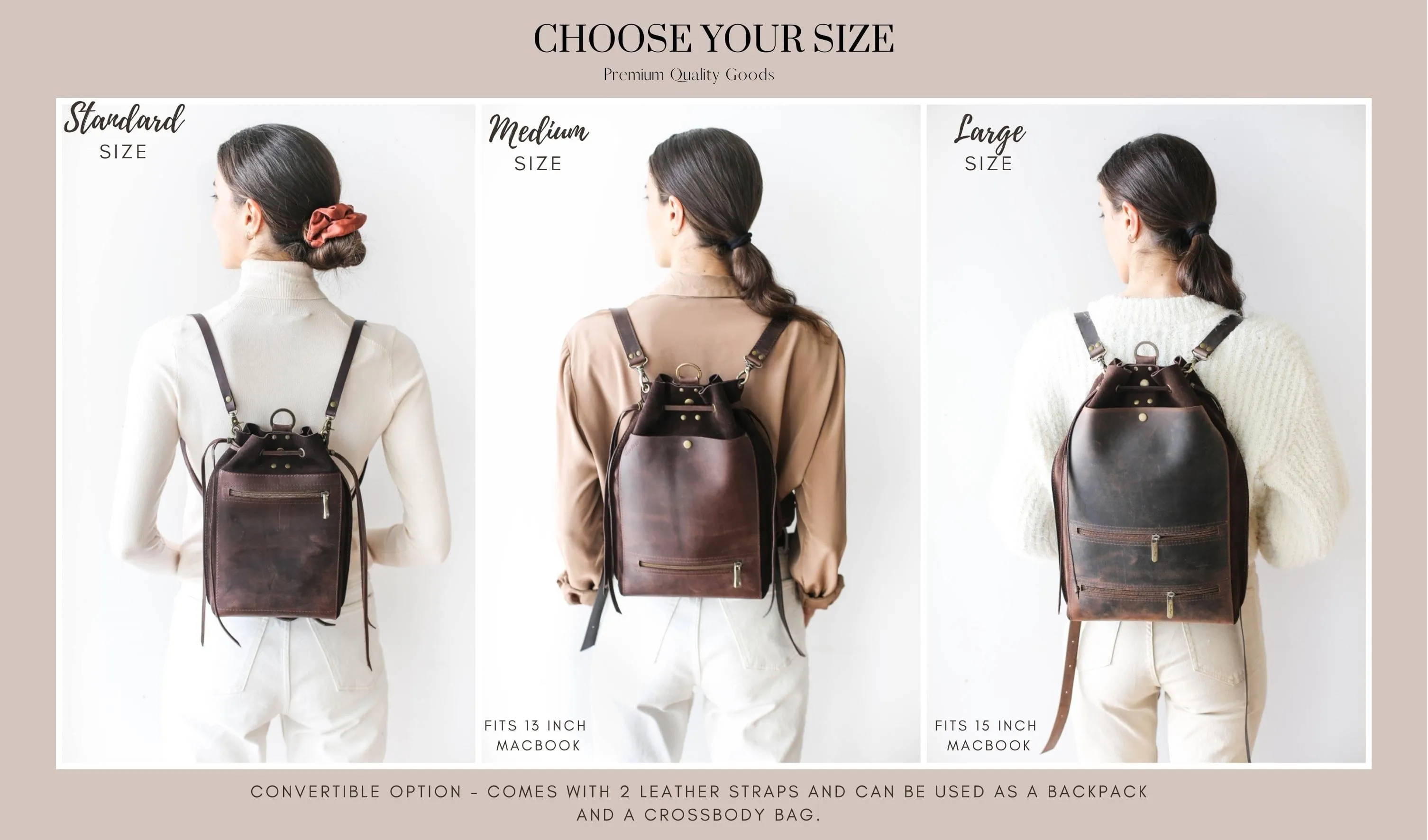 Brown Leather Backpack Purse