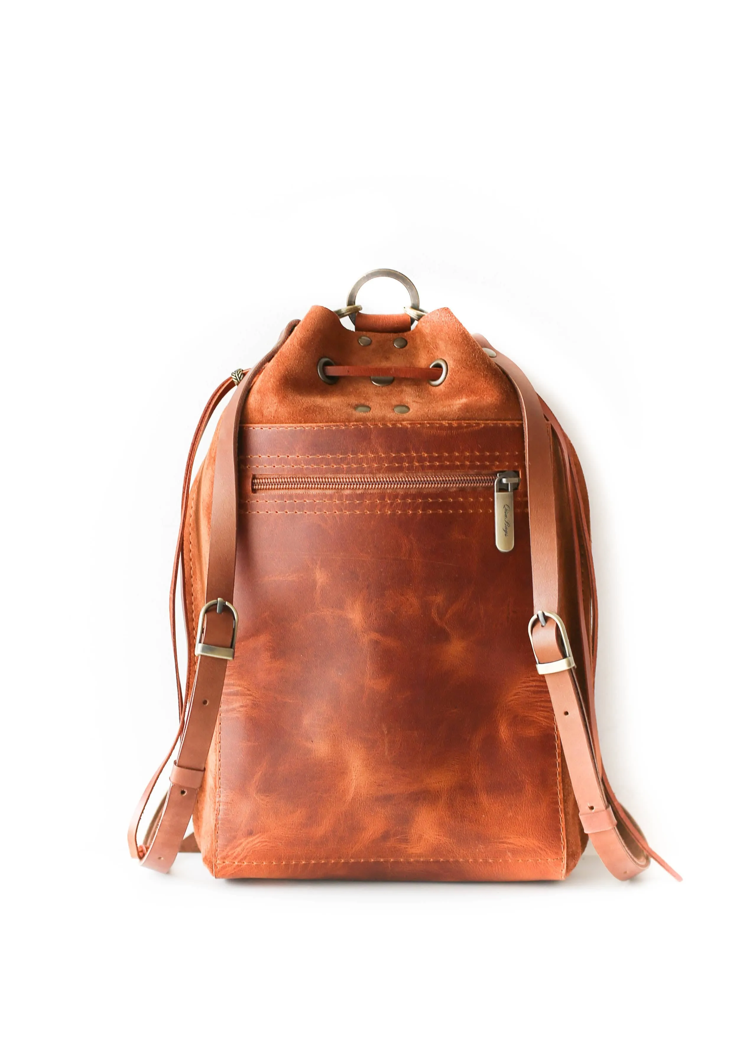 Brown Leather Backpack Purse