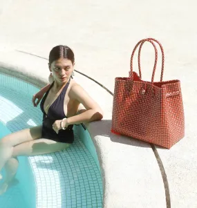 Brunna Red TOKO Bazar Recycled Woven Beach Bag