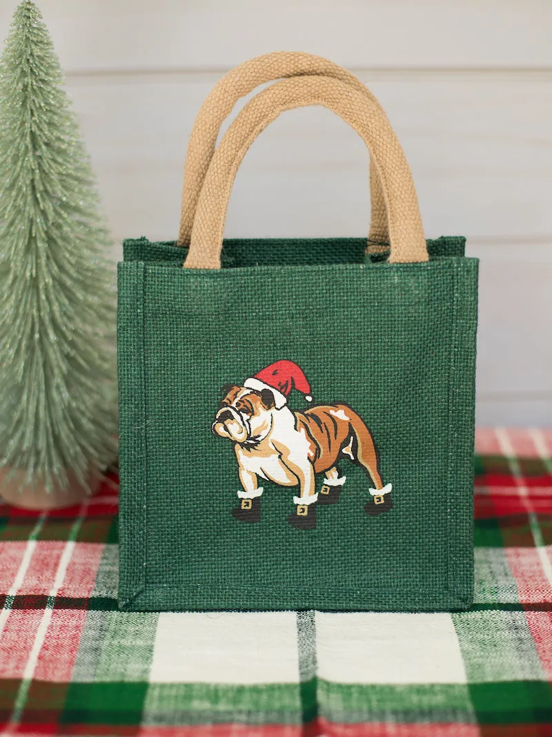 Bulldog St. Nick Petite Gift Tote - Green