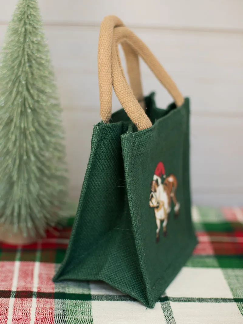 Bulldog St. Nick Petite Gift Tote - Green