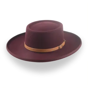 Burgundy Classic Cowboy Style Gambler Hat in Fur Felt | The Vista