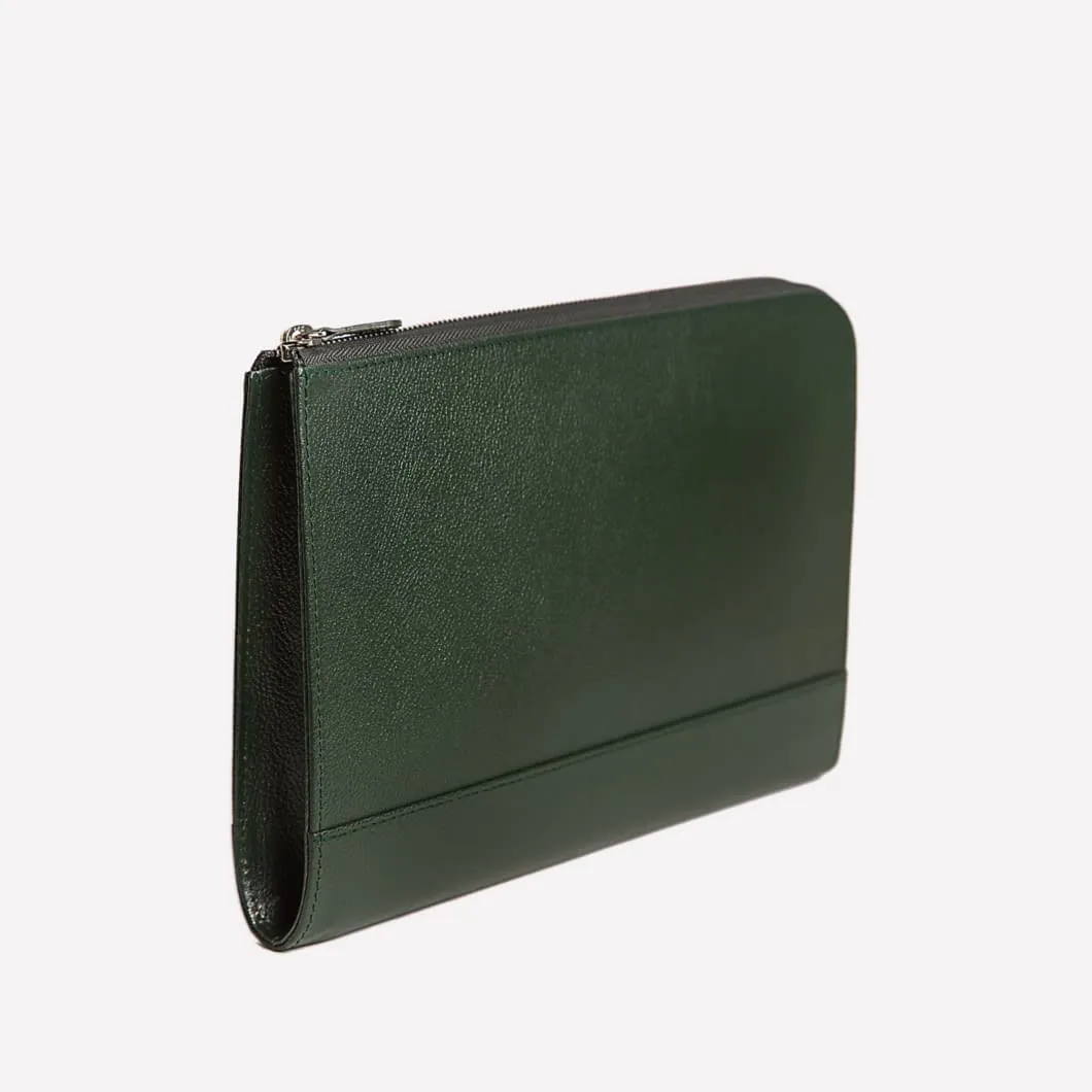 Capra Medium Zip Clutch -Green